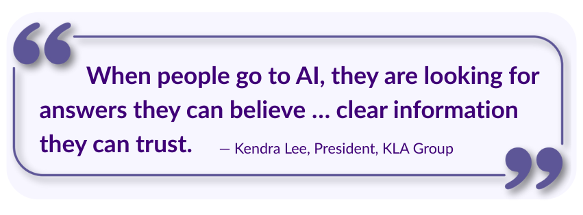 Quote explaining buyers want proof, stats, and examples to trust content.