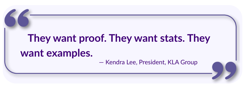 Quote warning that inconsistent content breaks trust, from Kendra Lee of KLA Group.