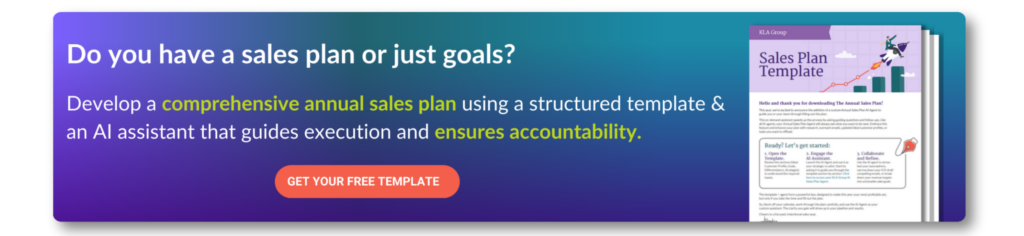 Sales plan template graphic highlighting structured planning, execution clarity, and accountability for revenue goals 